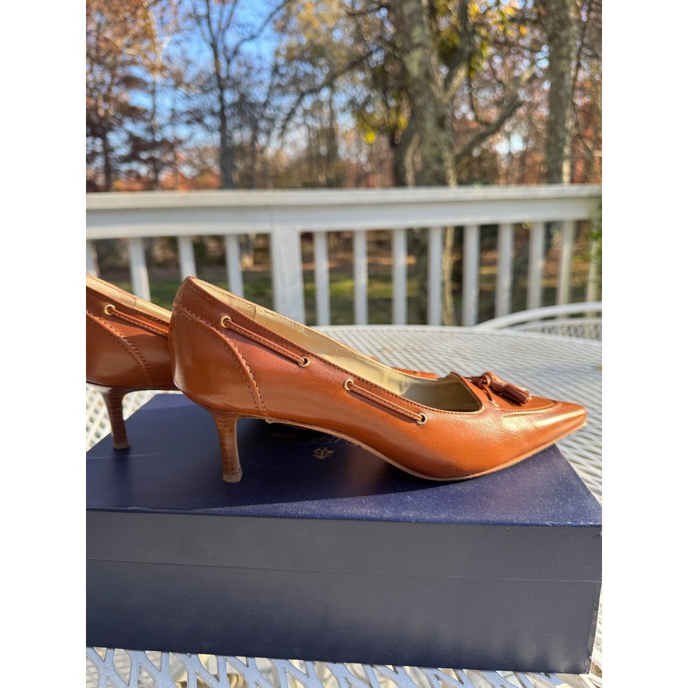 Brooks Brothers Leather Heels Shoes Womens 6,5 cognac color ITALY RET $ 288